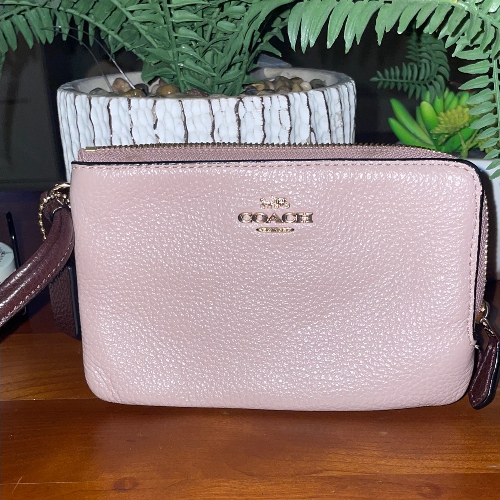 Coach Pink and Brown Clutch with Classic Design
